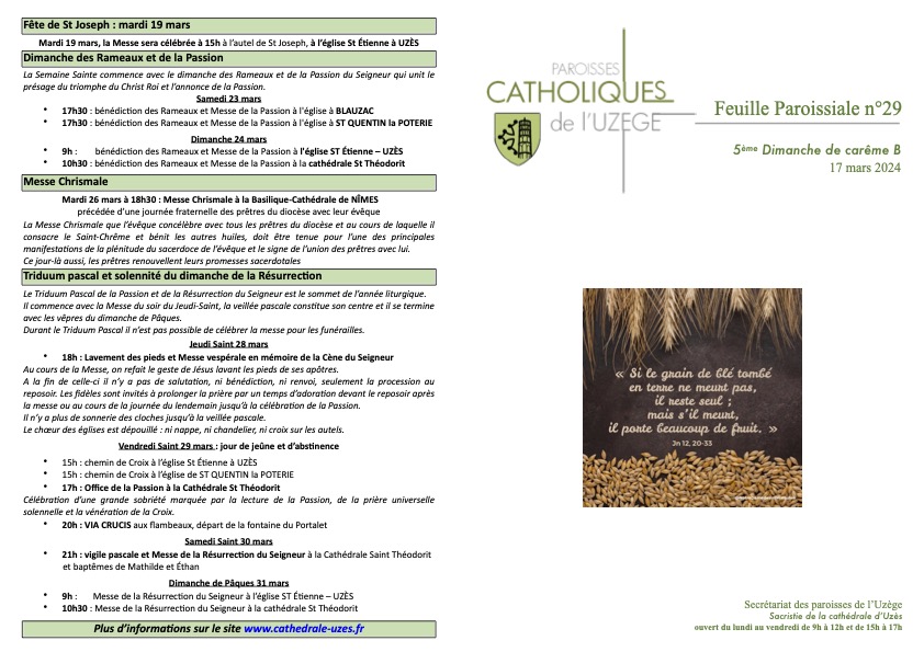 Feuille paroissiale N°29