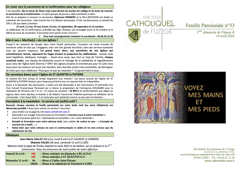 Feuille paroissiale N°33
