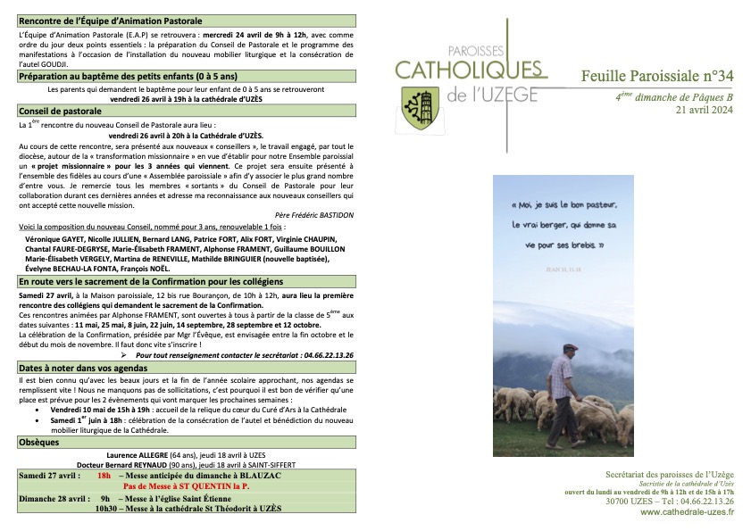 Feuille paroissiale N°34