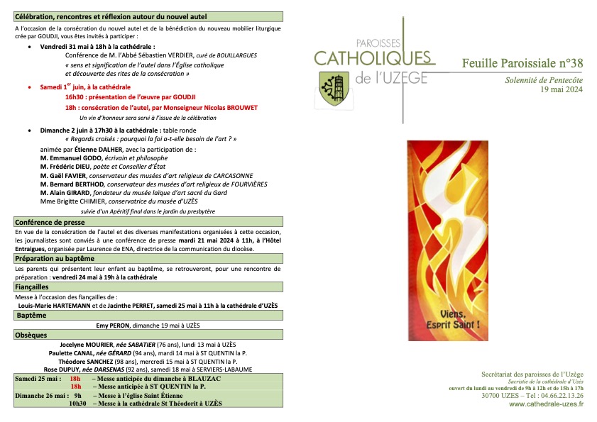 Feuille paroissiale N°38