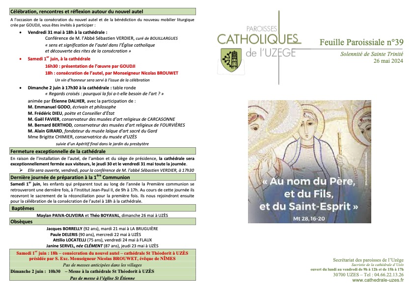 Feuille paroissiale N°39