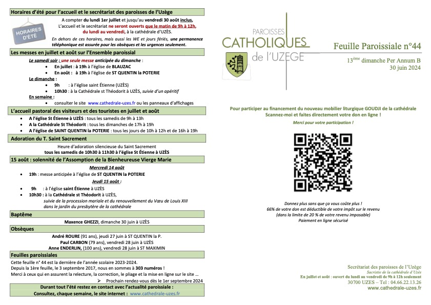 Feuille paroissiale N°44