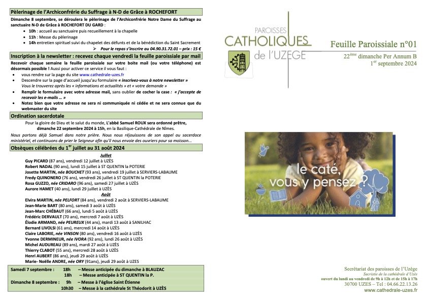 Feuille paroissiale N°01