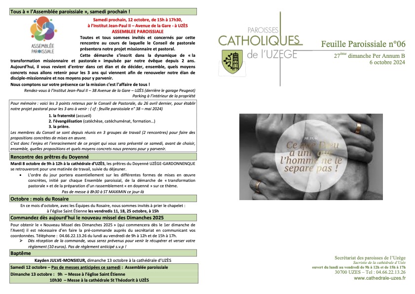 Feuille paroissiale N°06