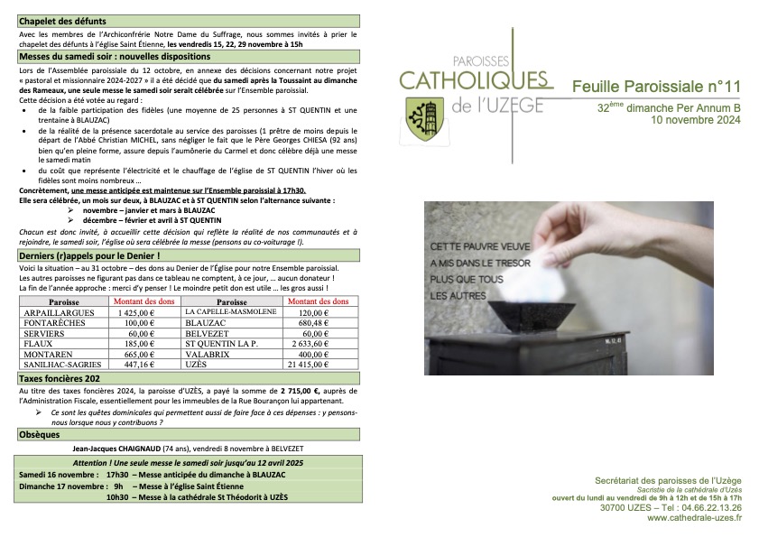 Feuille paroissiale N°11