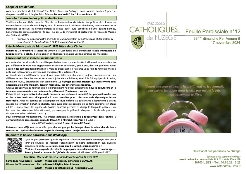 Feuille paroissiale N°12