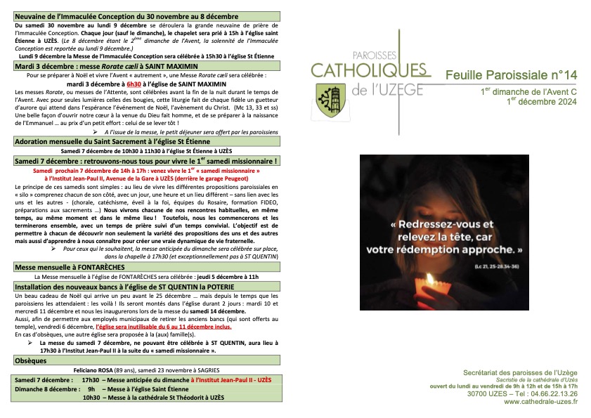 Feuille paroissiale N°14