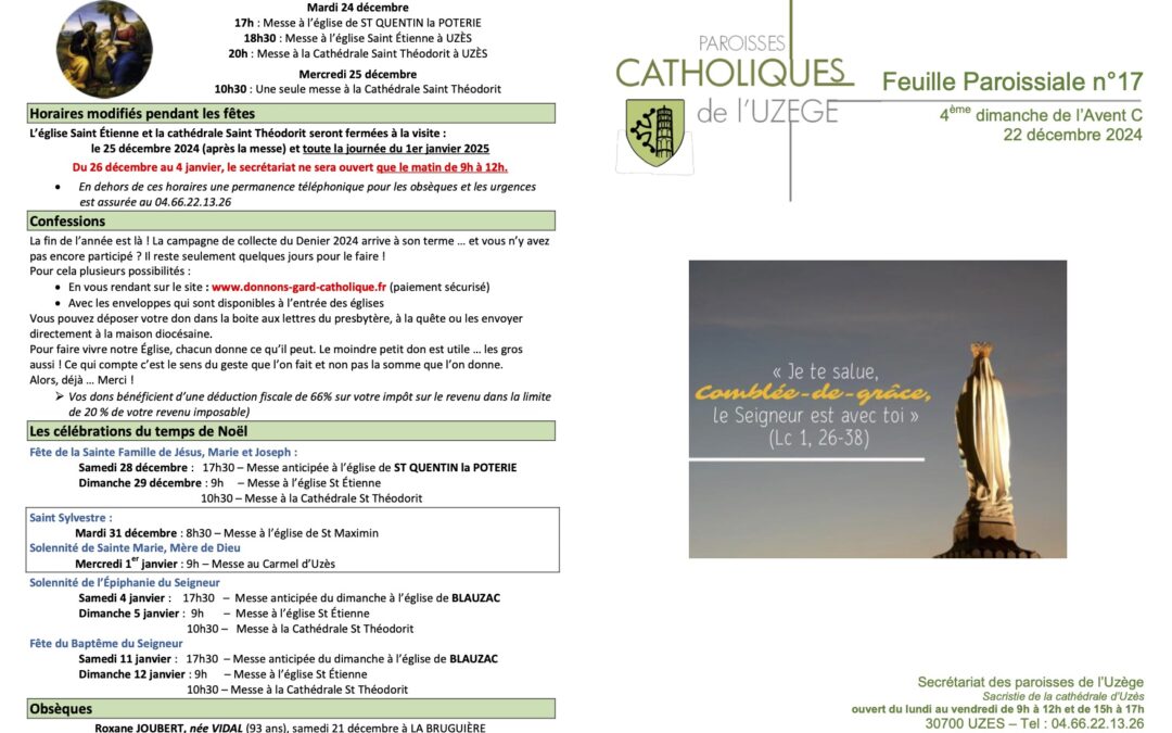 Feuille paroissiale N°17