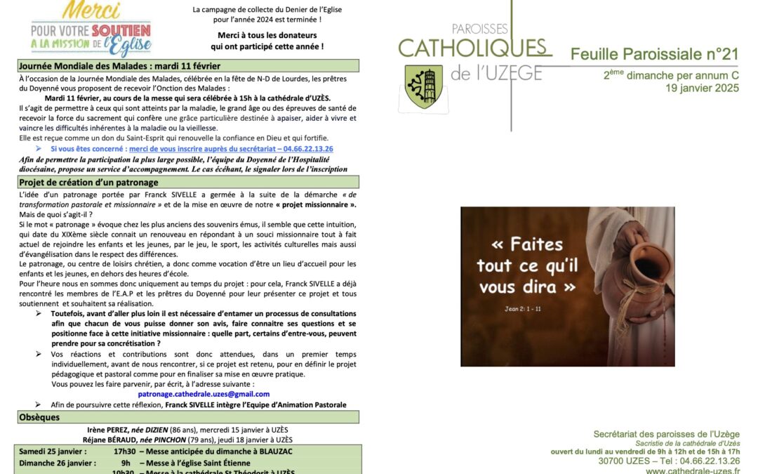 Feuille paroissiale N°21