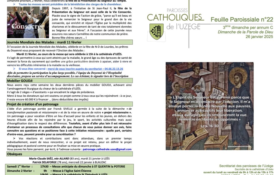 Feuille paroissiale N°22