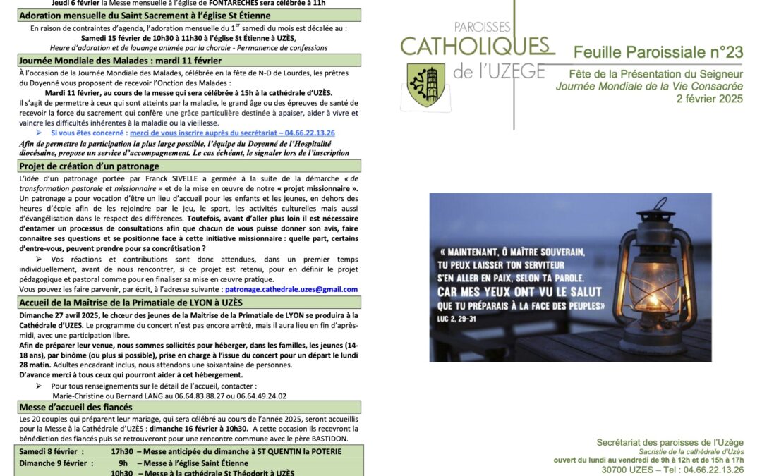 Feuille paroissiale N°23