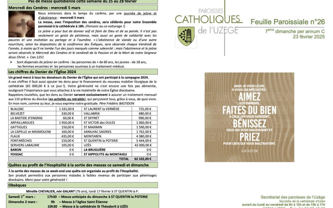 Feuille paroissiale N°26