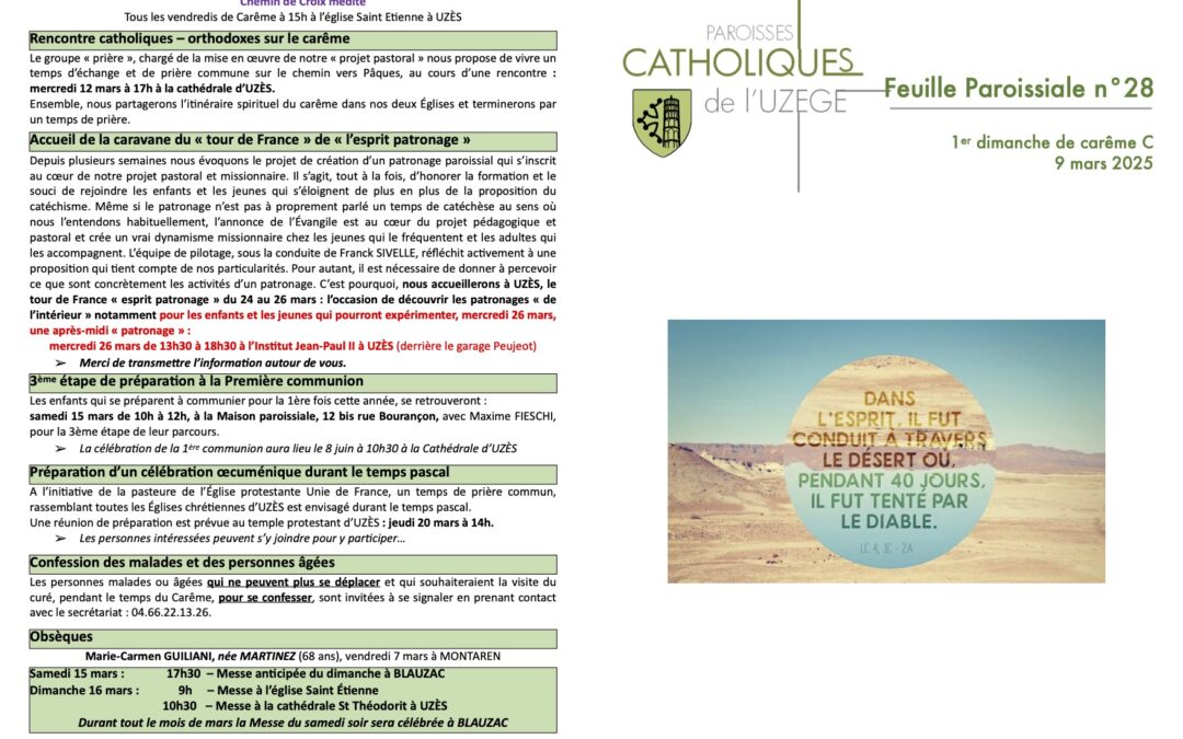 Feuille paroissiale N°28