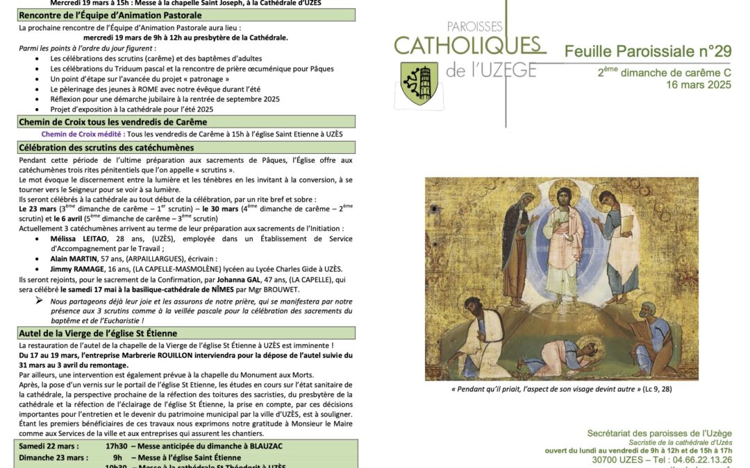 Feuille paroissiale N°29