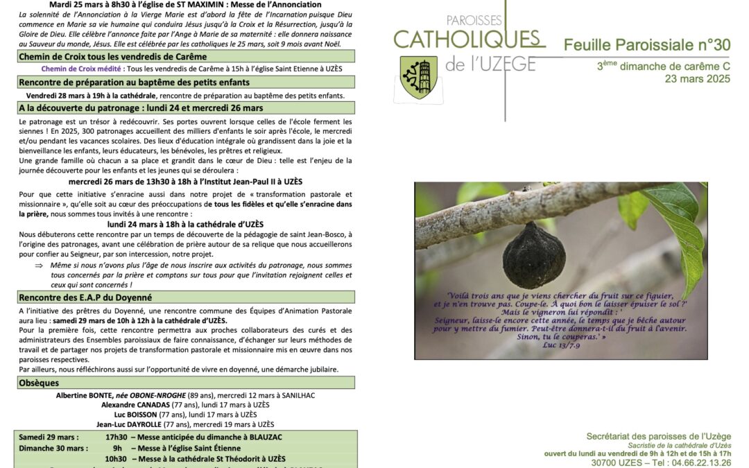 Feuille paroissiale N°30