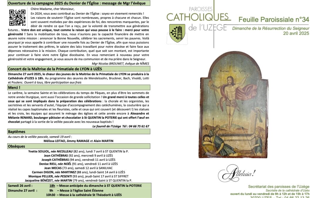 Feuille paroissiale N°34