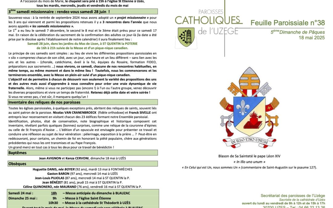 Feuille paroissiale N°38