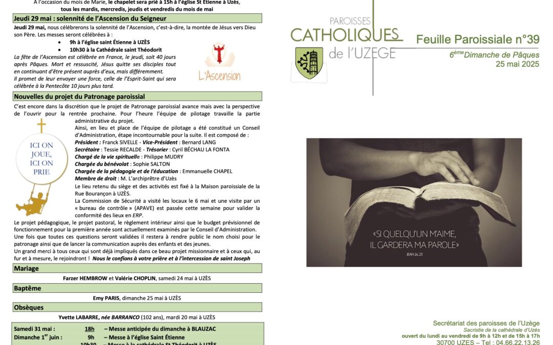 Feuille paroissiale N°39