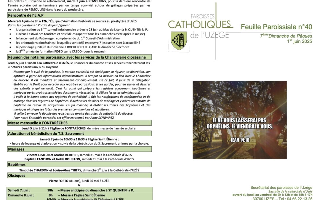 Feuille paroissiale N°40