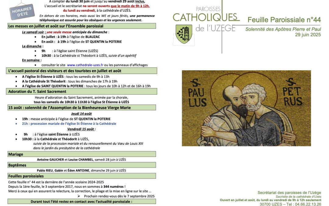 Feuille paroissiale N°44