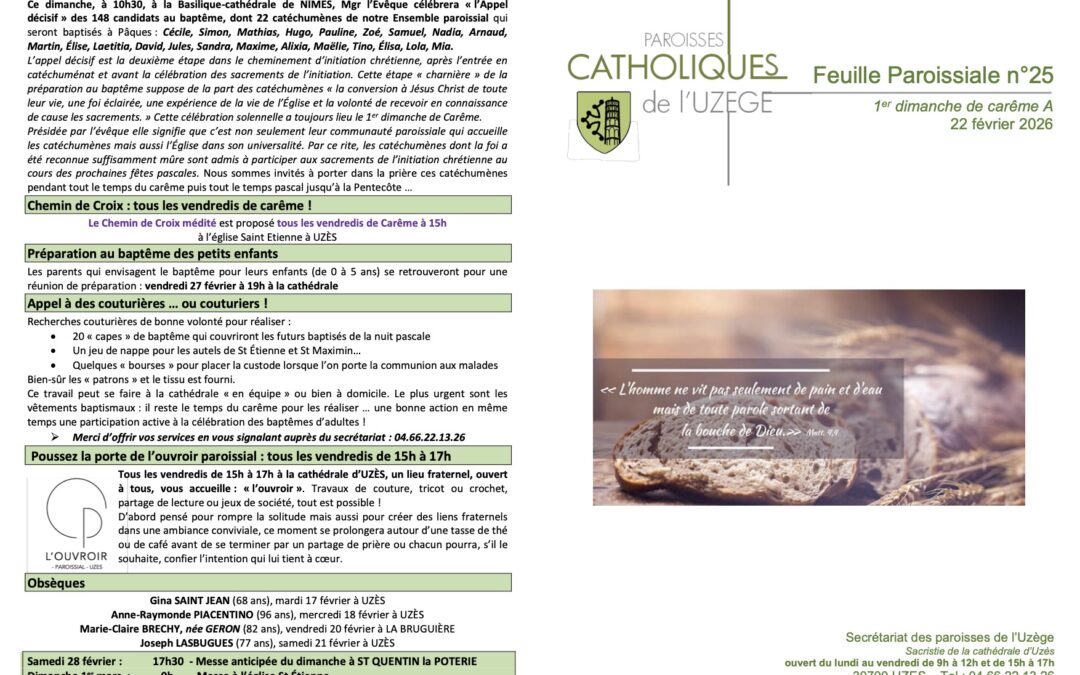 Feuille paroissiale N°25