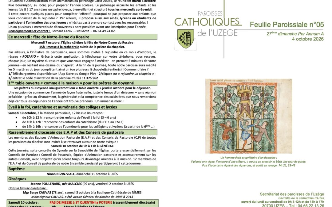 Feuille paroissiale N°05